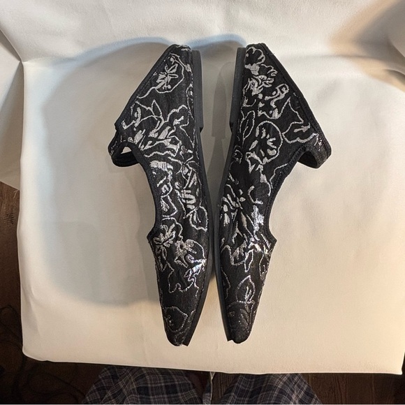 FREE PEOPLE SZ 39 Evie Convertible Canvass Brocade Ballet Flats Squared Toe NEW - Picture 5 of 9